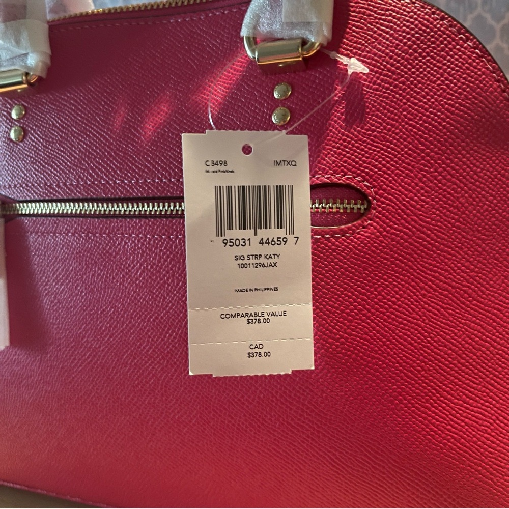 Coach Pink Katy Satchel with Signature Canvas Logo Strap 💕 - Picture 11 of 16